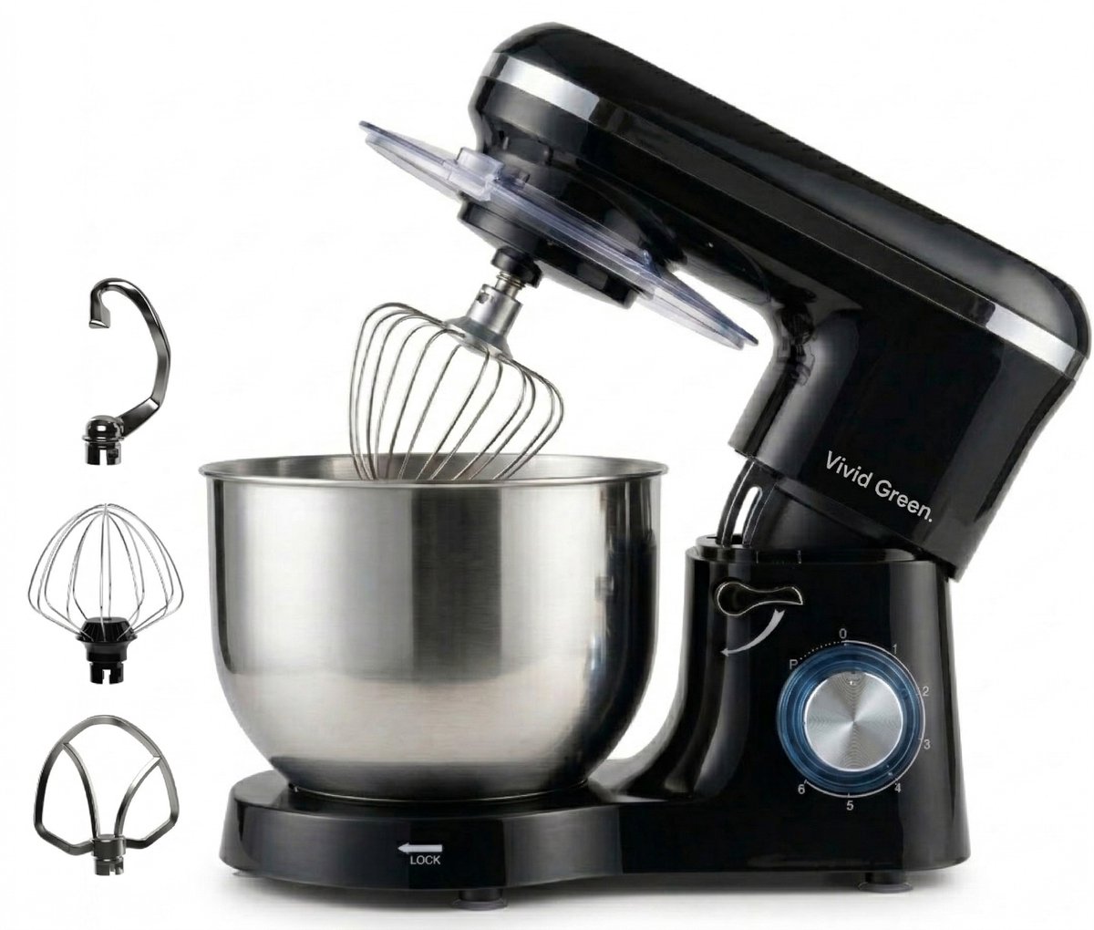 Bol.com Vivid Green 2000W Keukenmachine - Keukenrobot - 6.2L - Keukenmixer - Mixer met Mengkom - Zwart aanbieding