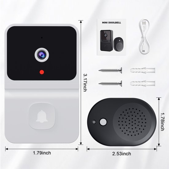 Draadloze videodeurbelcamera met HD 1080P-video, tweerichtingsaudio, 120°-hoek, 4,3-inch scherm, IPX54 waterdicht voor buiten van Merkloos — afbeelding 2