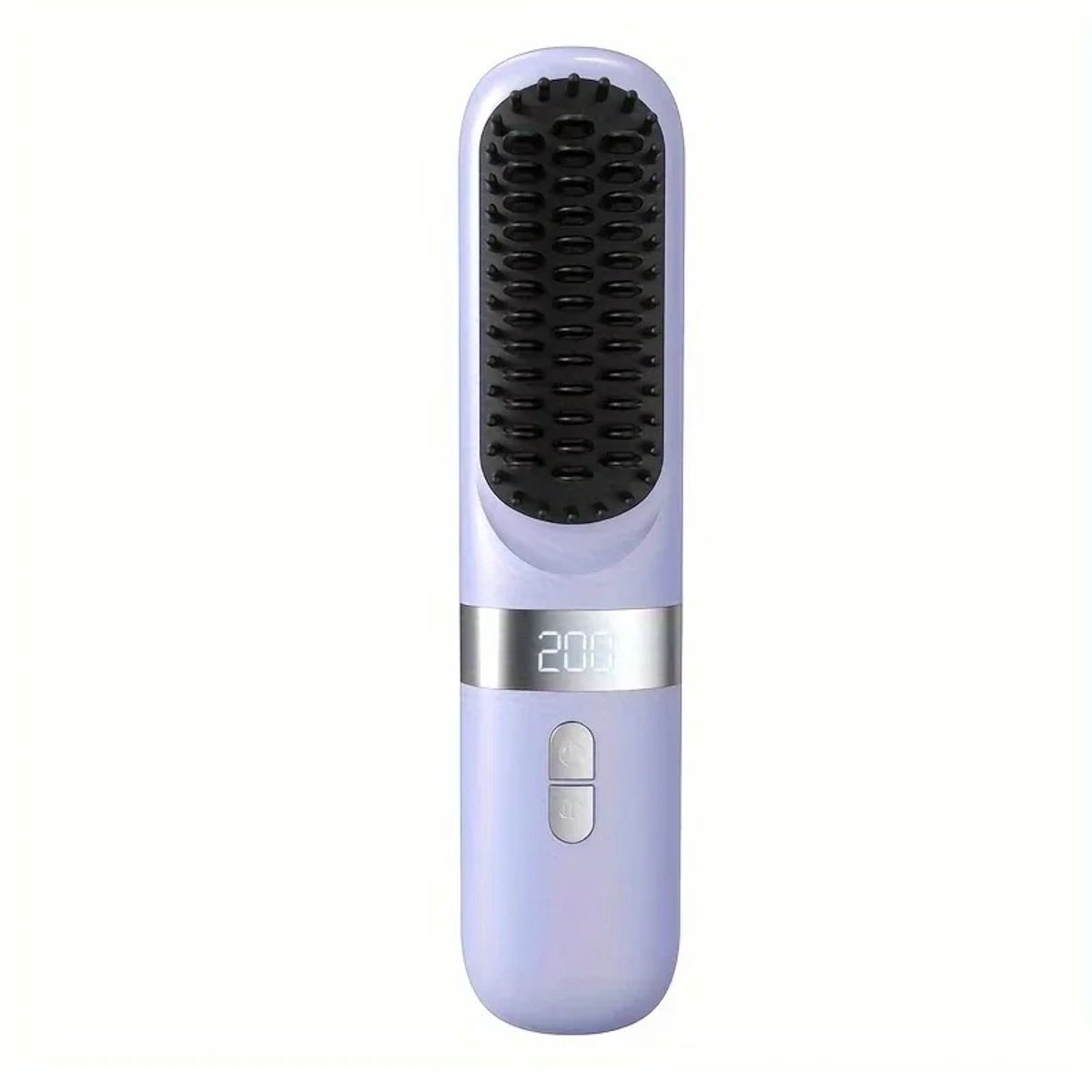Draadloze stijlborstel met negatieve ionen - USB-C hot comb tegen klitten - paars