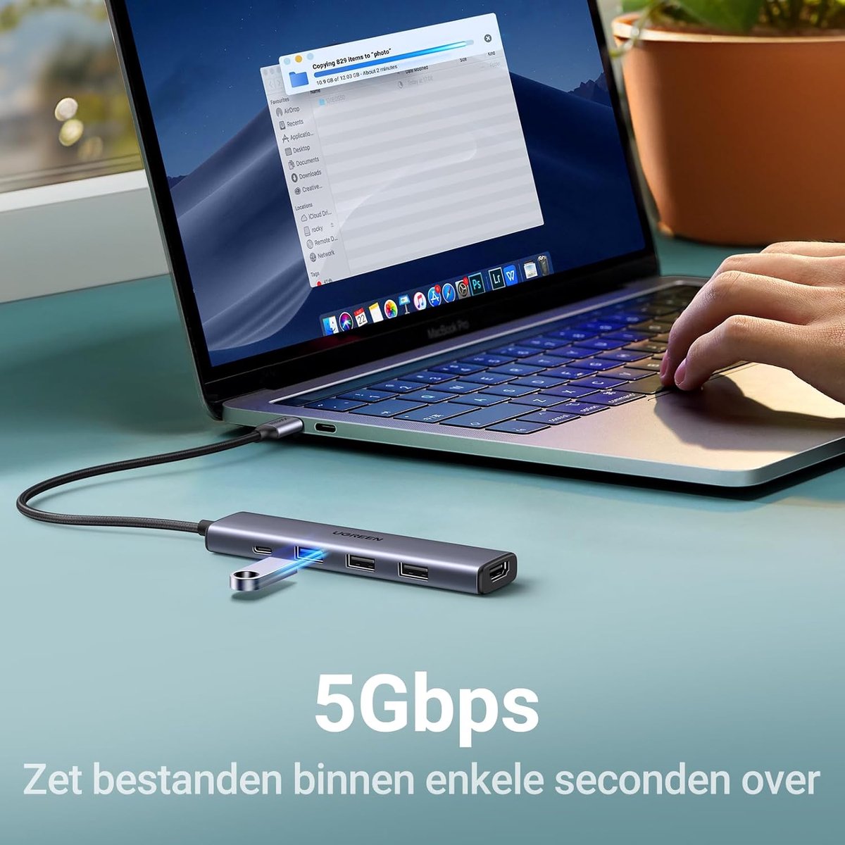 USB-C Hub 5-in-1 met 100W PD opladen, 4K HDMI, 3x USB A poorten, compatibel met iPhone 15, MacBook, Galaxy S24 - Afbeelding 3