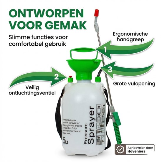 C-line Marine Drukspuit 5 Liter - Tuinsproeier voor Onkruidverdelger en Groene Aanslag - Drukspuit met Lans van Merkloos	 — afbeelding 2