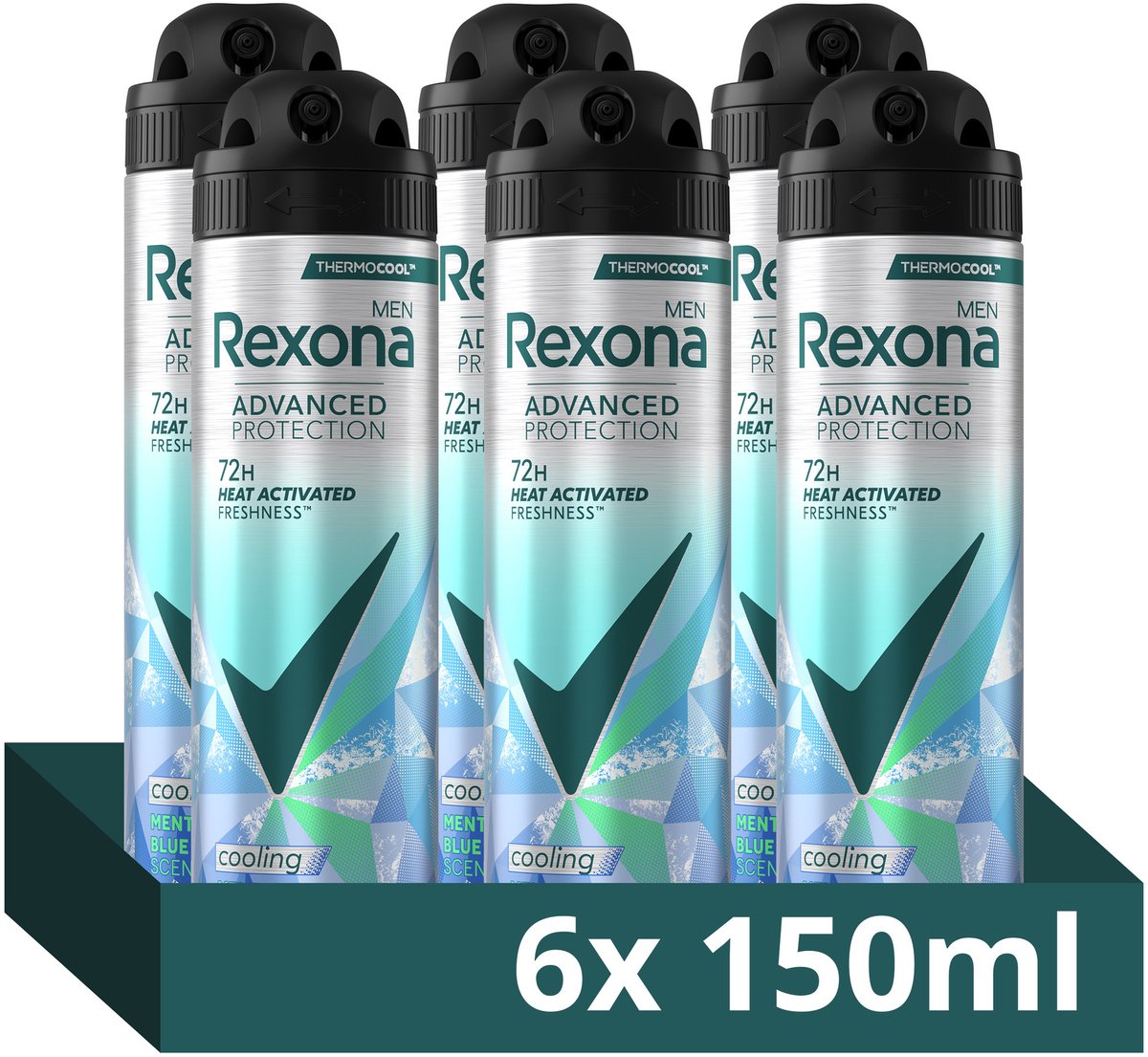 Rexona Men Men Advanced Protection Thermocool Anti-Transpirant Spray - Menthol & Blue Lavender - met Heat Activated Freshness Technologie - 6 x 150 ml