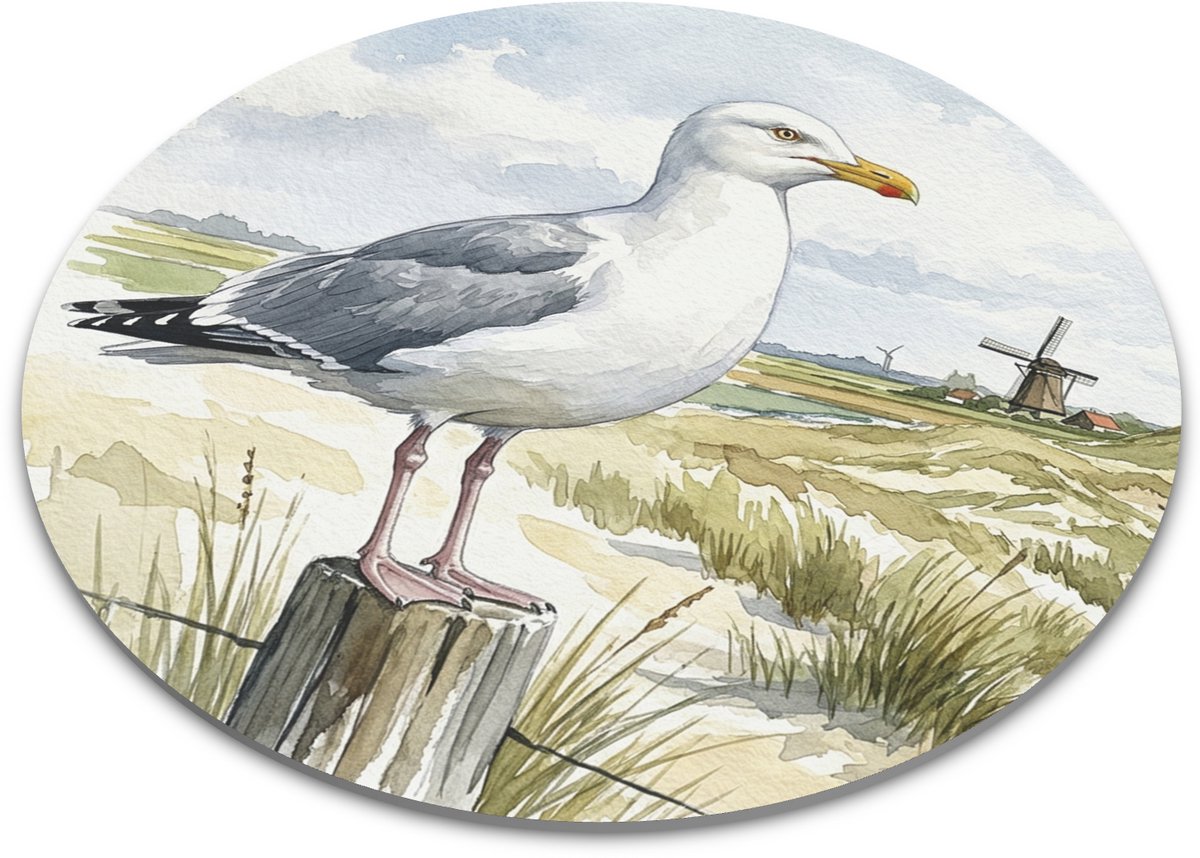 Bureau Mat Zilvermeeuw Larus Argentatus Aquarel Series Ronde Computermuis Onderzetter Kust Duinen Molen Vogel Cadeau voor hem & haar: Vrouw, Vriend(in) & Collega Kantoorartikelen Thuiswerken Zee Strand Liefhebber Vogelkijker Decoratie