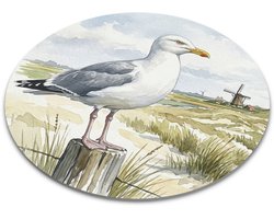 Bureau Mat Zilvermeeuw Larus Argentatus Aquarel Series Ronde Computermuis Onderzetter Kust Duinen Molen Vogel Cadeau voor hem & haar: Vrouw, Vriend(in) & Collega Kantoorartikelen Thuiswerken Zee Strand Liefhebber Vogelkijker Decoratie