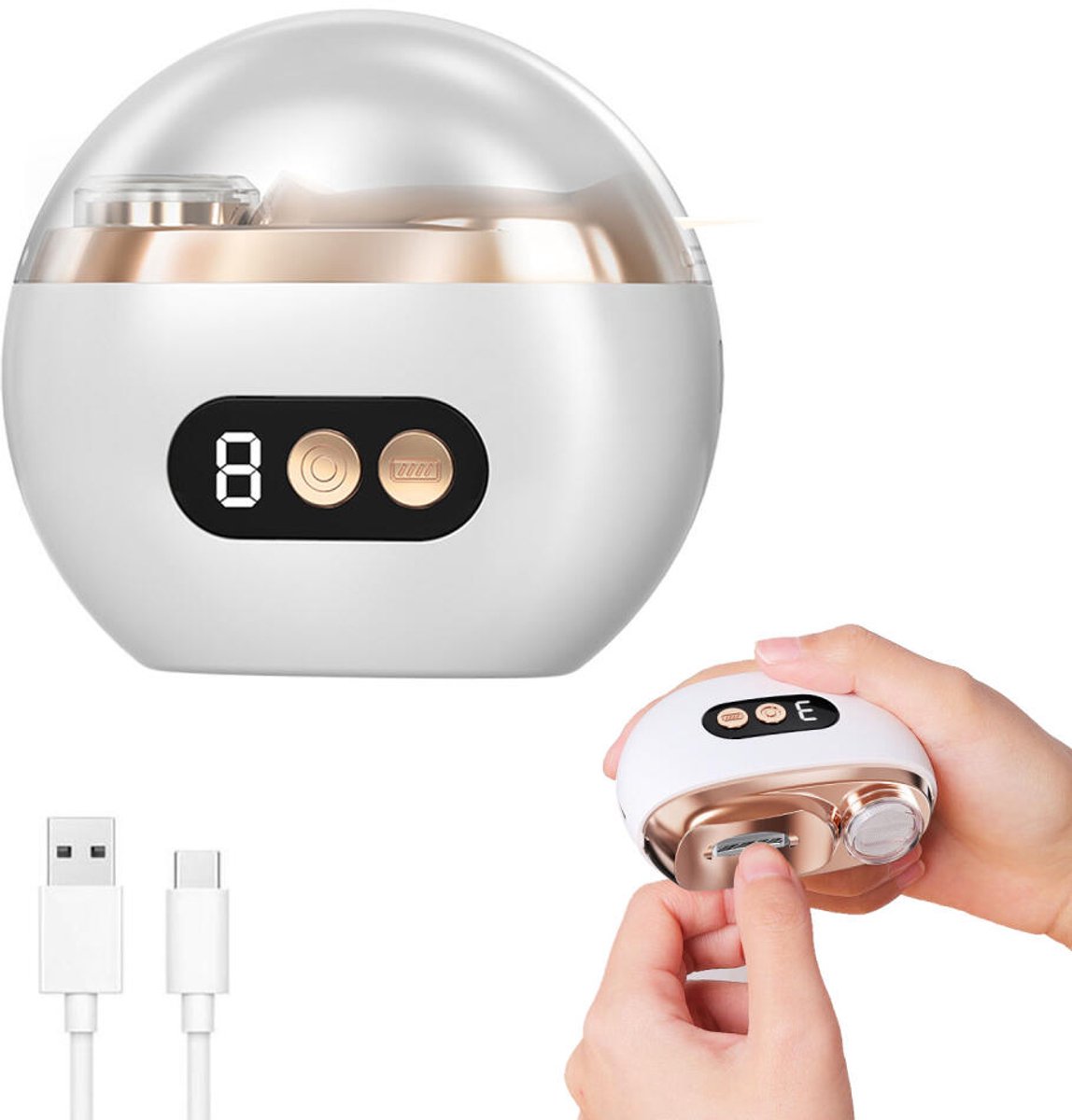 Elektrische Nagelknipper - 3-speed nagelknipper - Trimmen en Vijlen in één - Automatische Nagelknipper - Electric Anti-splash Nail Clippers - USB-oplaadbaar - LED Licht - Nagelverzorging - met polijstfunctie - Nagelfrees - Voor alle leeftijden - Wit