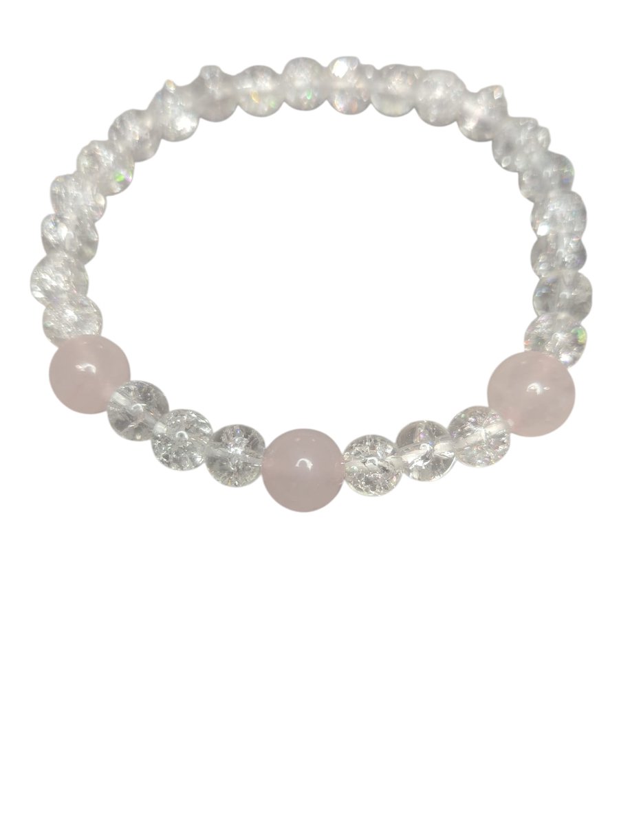 iris bergkristal met rozenkwarts armband