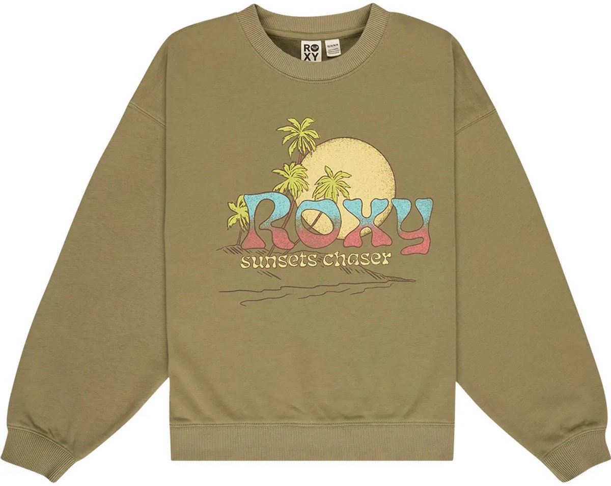 Roxy Lineup Terry Rg Sweatshirt Groen 10 Years Meisje