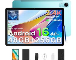 POCKAM P12 Pro - Tablet - 48GB RAM (12+36GB) + 256 GB ROM (2 TB/TF) - 12 Inch 2K 120Hz IPS - Android 16 - 12000mAh/18W - 4G LTE - Wi-Fi 5 - Bluetooth 5.0 - T7300 - Quad Speakers - Volledige accessoirebundel met toetsenbord en stylus-Blauw