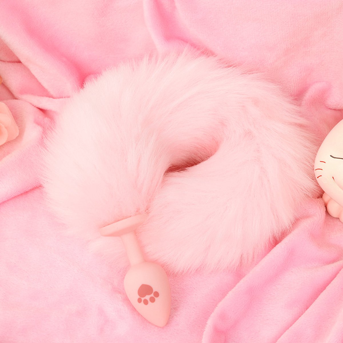 Oneay Kattenstaart Anaalplug – Zachte Harige Roze Staart – Siliconen Butt Plug voor Beginners – Petplay & BDSM Accessoire voor Koppels