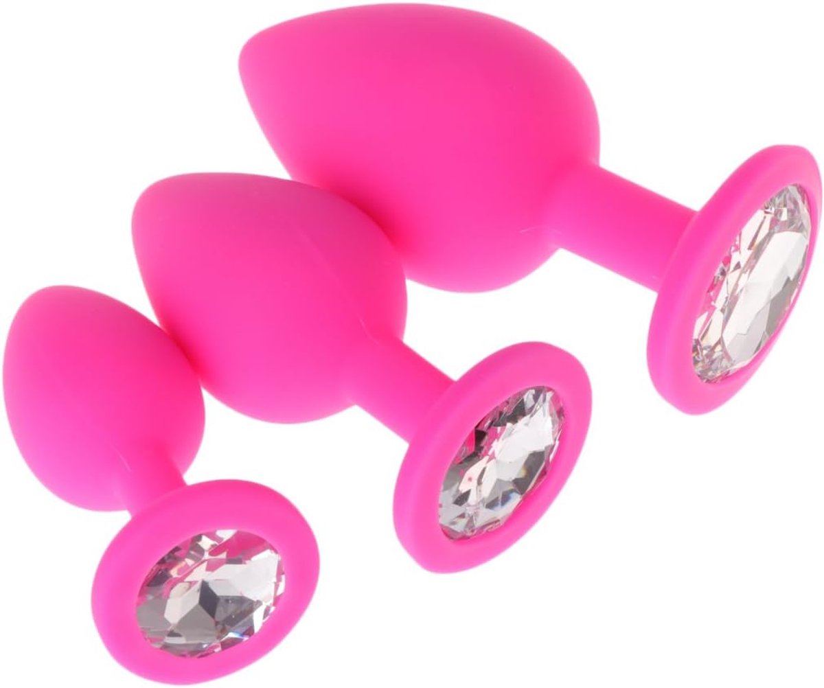 Oneay Set van 3 siliconen anaalpluggen met een diameter van 27 mm / 34 mm / 43 mm (maten S+M+L) - Roze