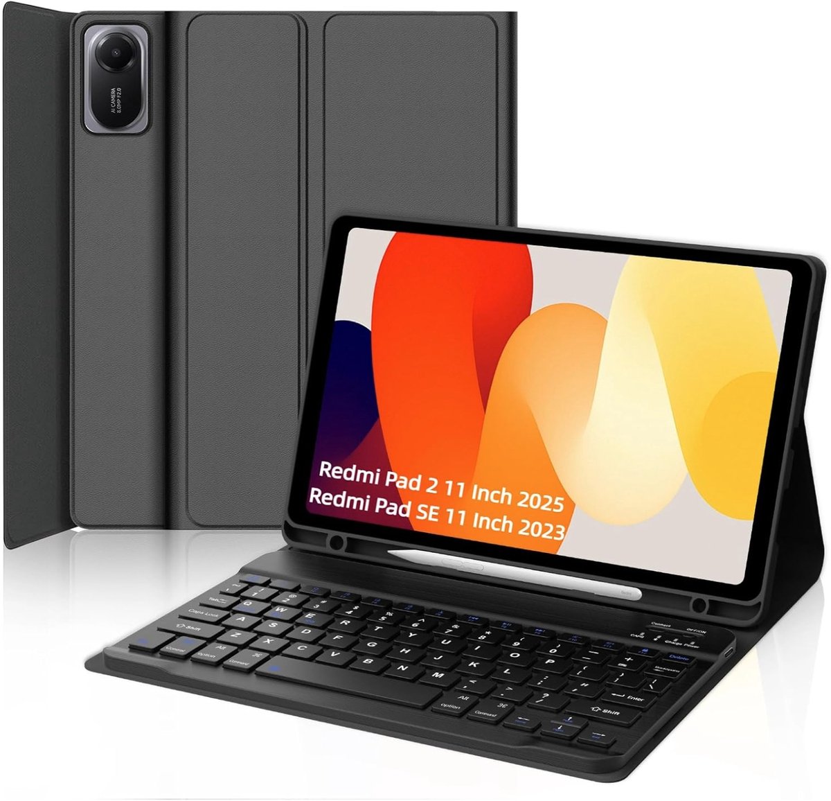 EtuiTab - Etui en Bluetooth-Toetsenbord - Xiaomi Redmi Pad 2 - Zwart - 11 inch