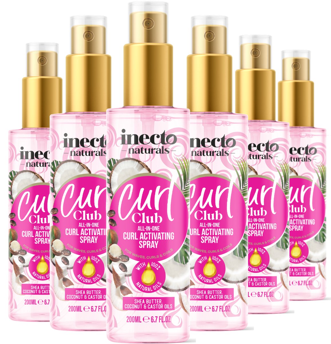 Inecto Curl Club Curl Activating Spray - 6 x 200ml - Voordeelverpakking