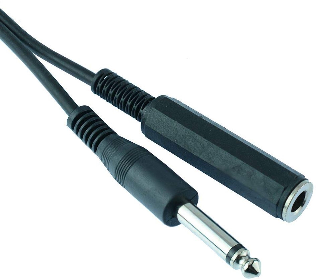 Audio Verlengsnoer - Mono Kabel - Instrumenten Aansluiten - Stekker naar Bus - 1 Meter - Zwart