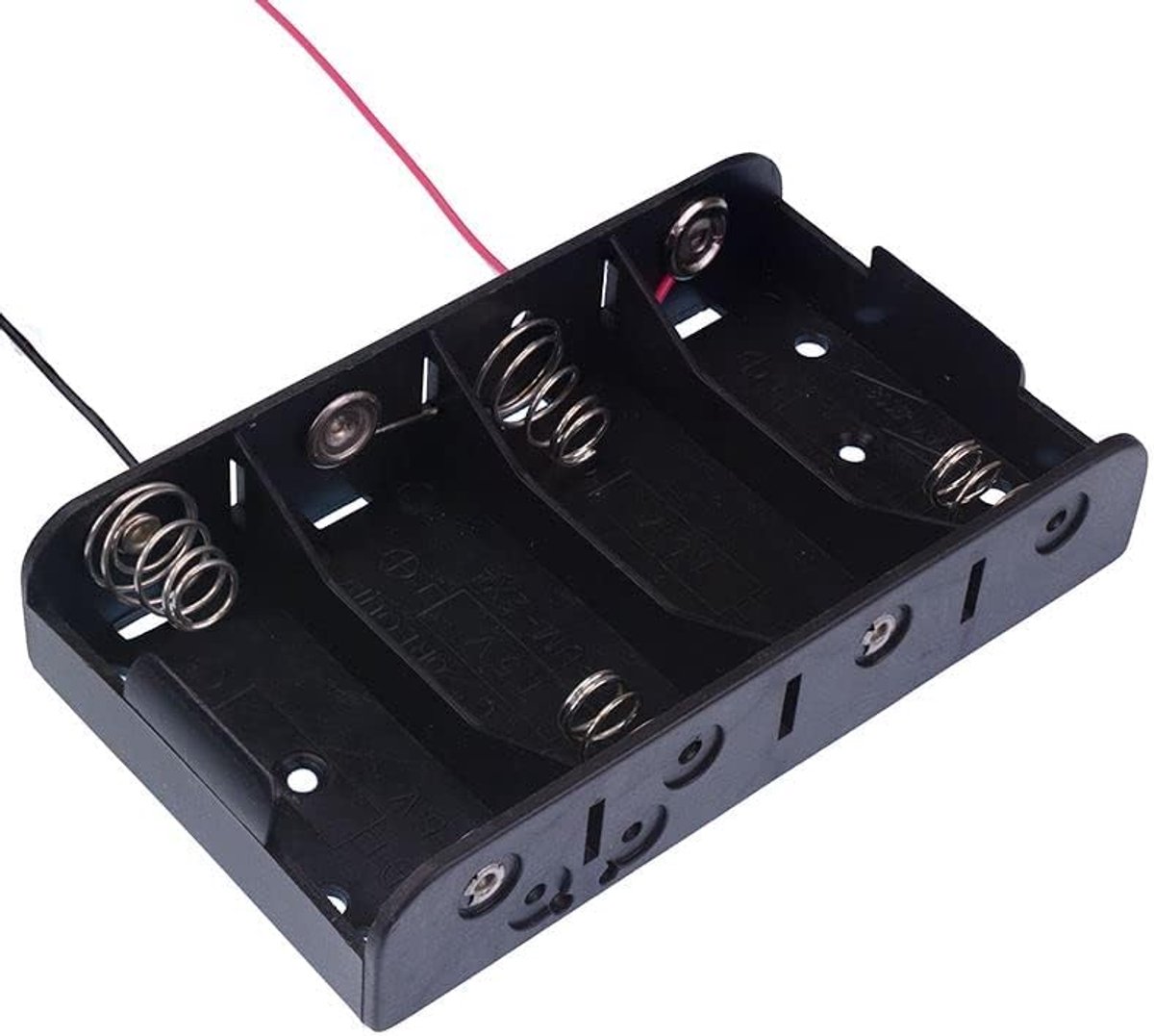 Batterij Houder - 4x C Cel - Energie Toevoegen - Open Stijl Ontwerp - 108mm Lengte - Zwart