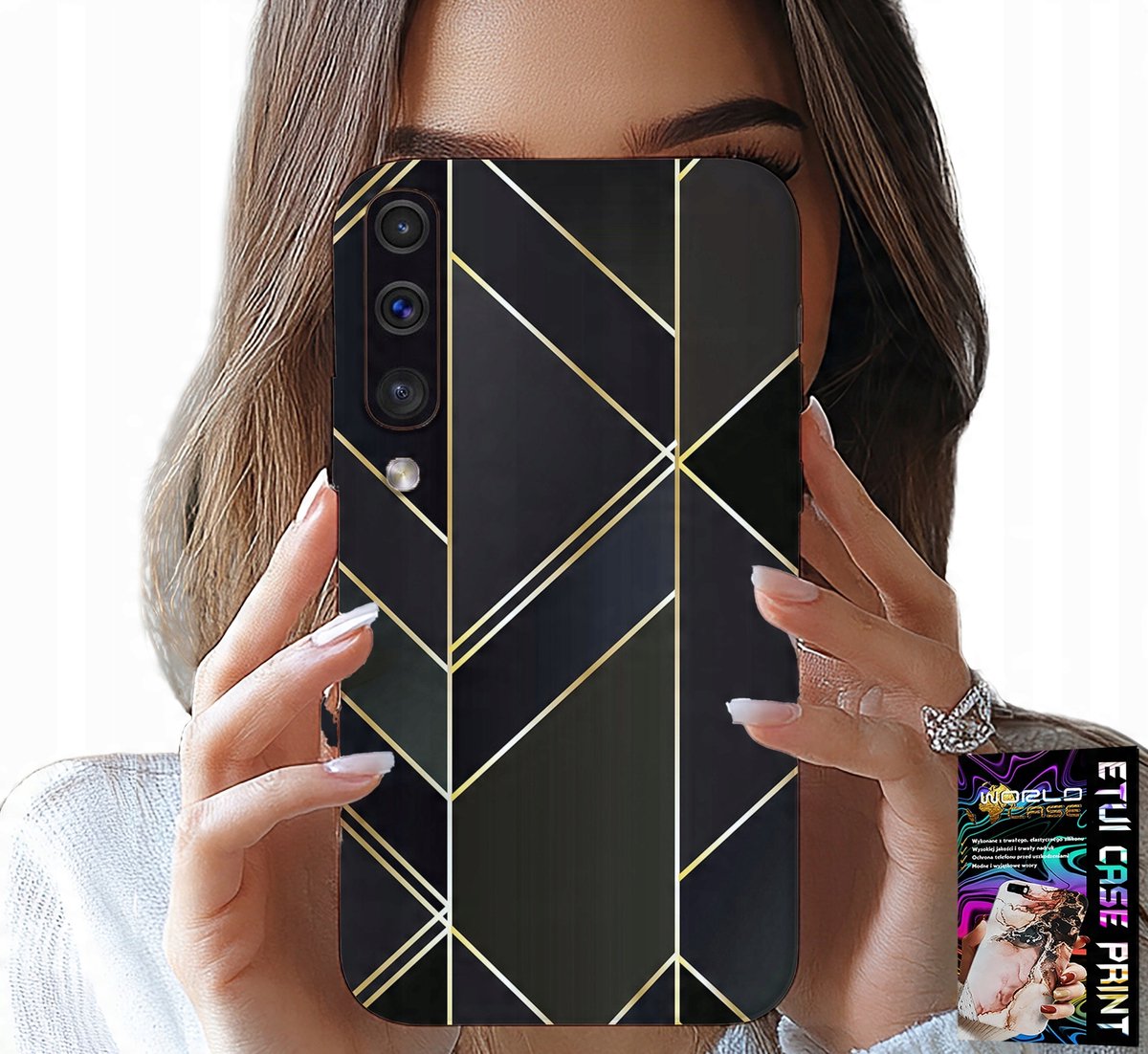 HOESJE VOOR SAMSUNG GALAXY A70 - GOUDEN FRAME, ELEGANTE PATRONEN + GLAS