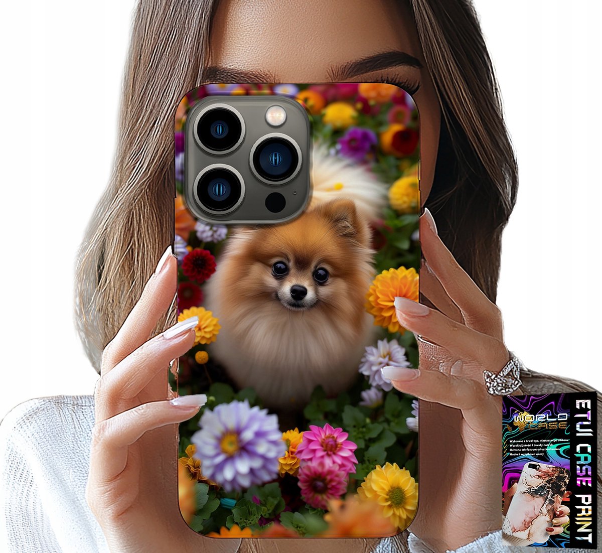 HOESJE VOOR IPHONE 16 PRO - SCHATTIGE HOND, POMERANIAN HOESJE + GLAS