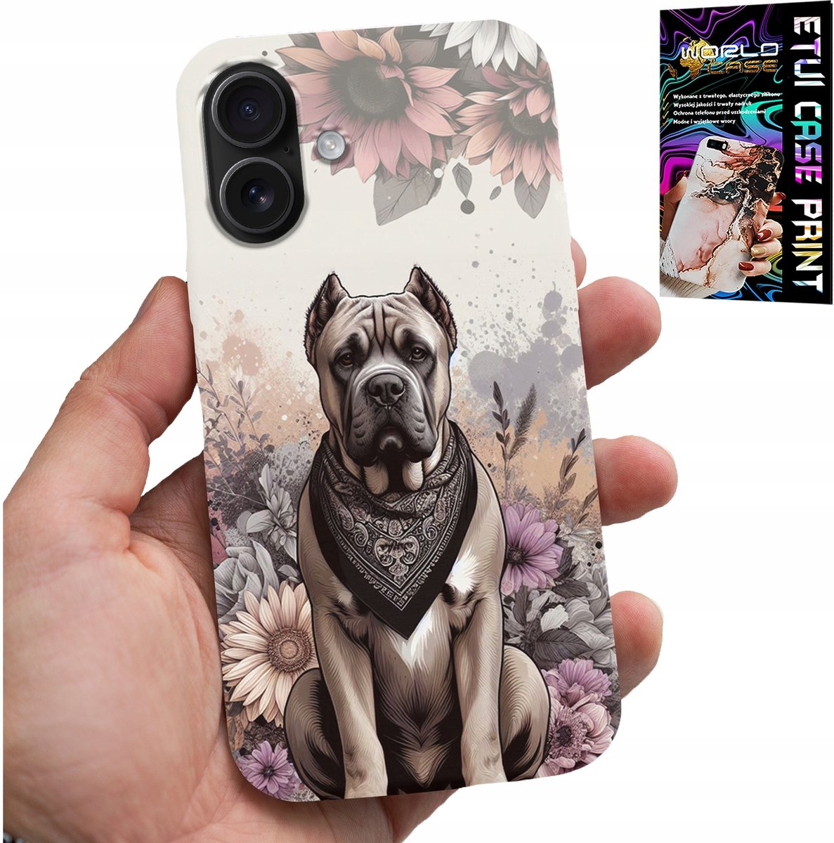 HOESJE VOOR IPHONE 16 PLUS - HONDENRASSEN EN HONDENPATRONEN + FOLIE
