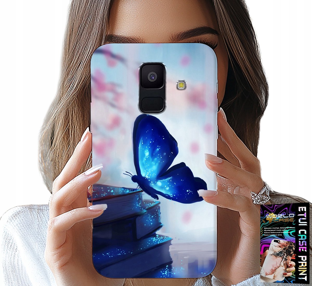 Hoesje voor Samsung A6 2018 - Blauwe vlinder, vlinder, damespatroon
