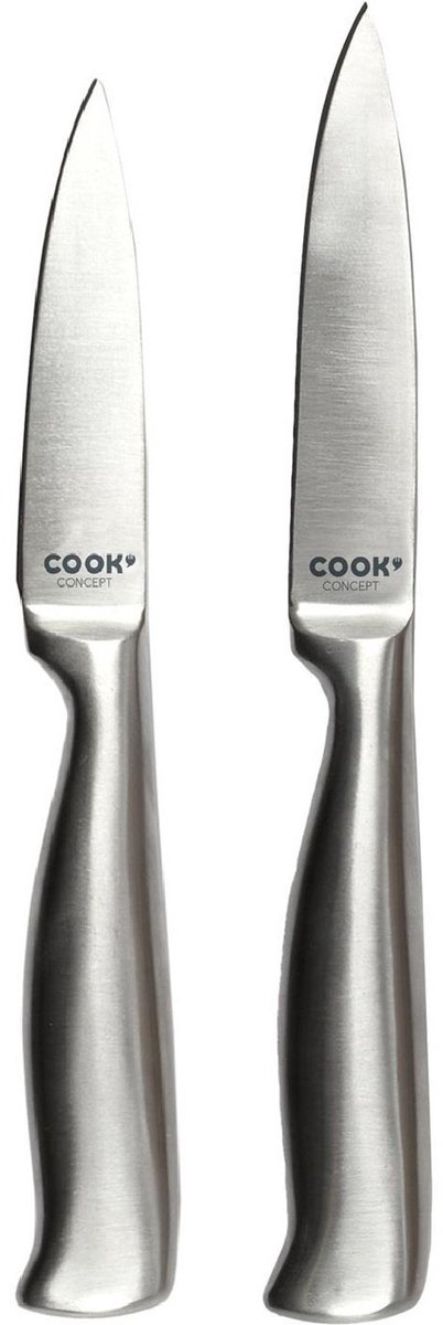 Cook Concept fruitmessen set - 2x - inox - RVS - 8 en 10 cm - koksmes / keukenmes / schilmes
