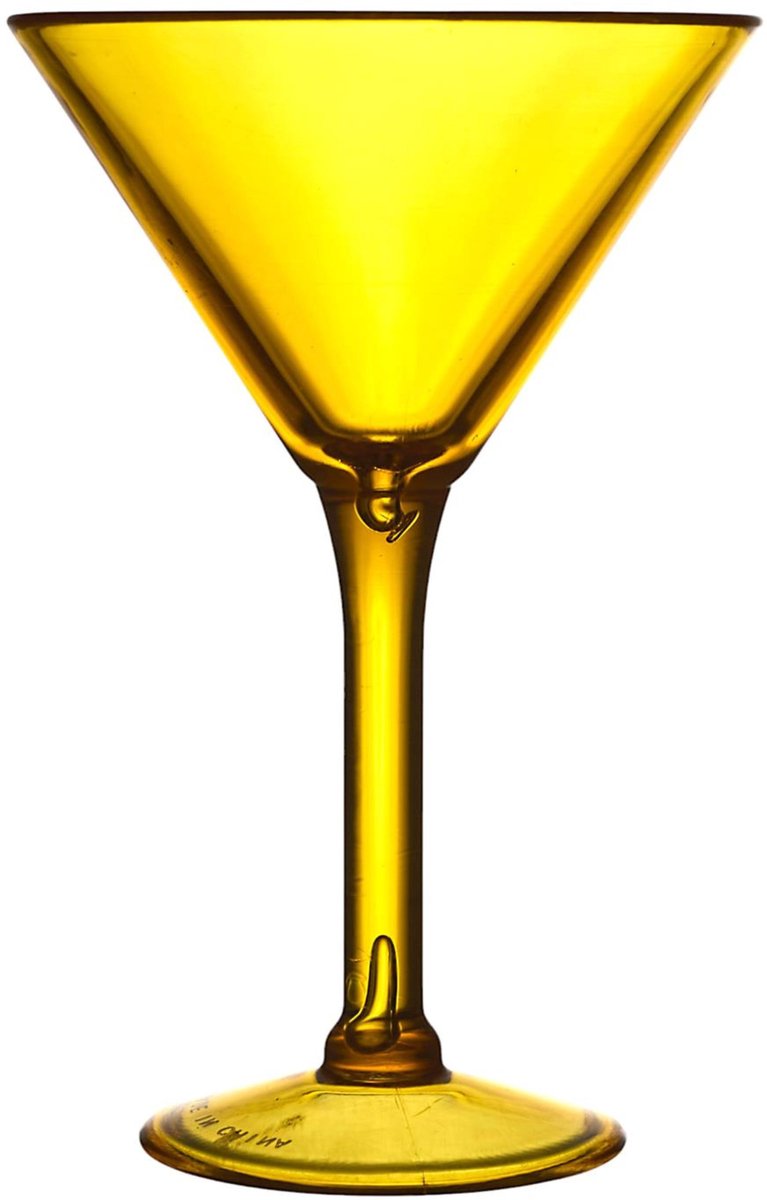 Home Deco Factory Cocktailglas - geel - kunststof - 24 cl - martini glas