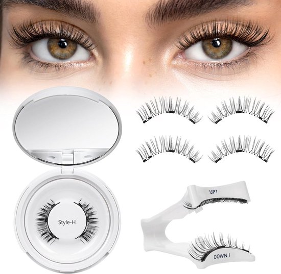 Kit de cils magnétiques - Sans colle ni eye-liner - Faux cils - Magnetic Lashes - Cils artificiels - Look naturel et réutilisable - Inclut applicateur et boîte miroir - Noir