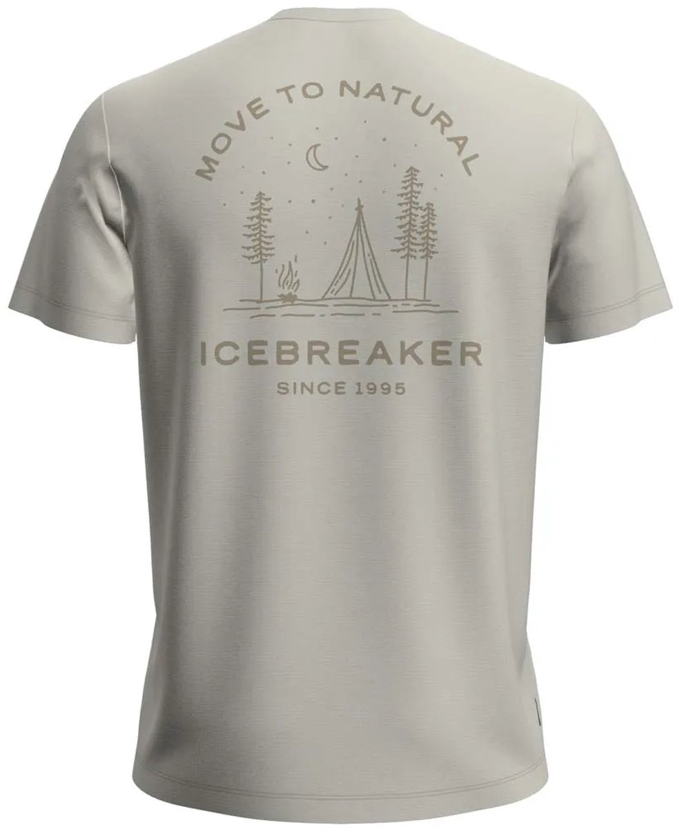 Icebreaker Merino 150 Tech Lite Peaceful Pass T-shirt Met Korte Mouwen Man Ecru Heather