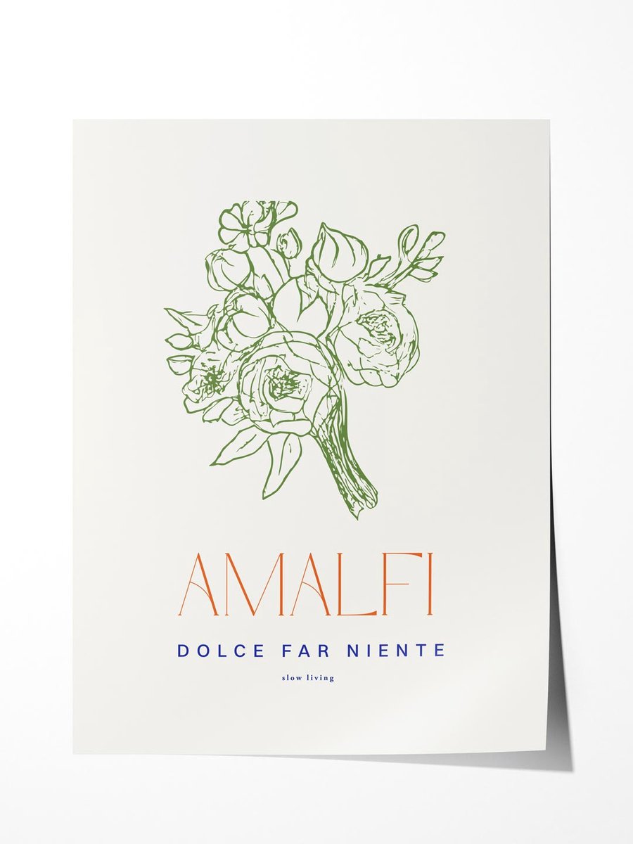 Amalfi Bloemenkunst Poster - Poster 70x100 cm - Sfeervolle Wanddecoratie voor Woonkamer & Slaapkamer - zonder lijst