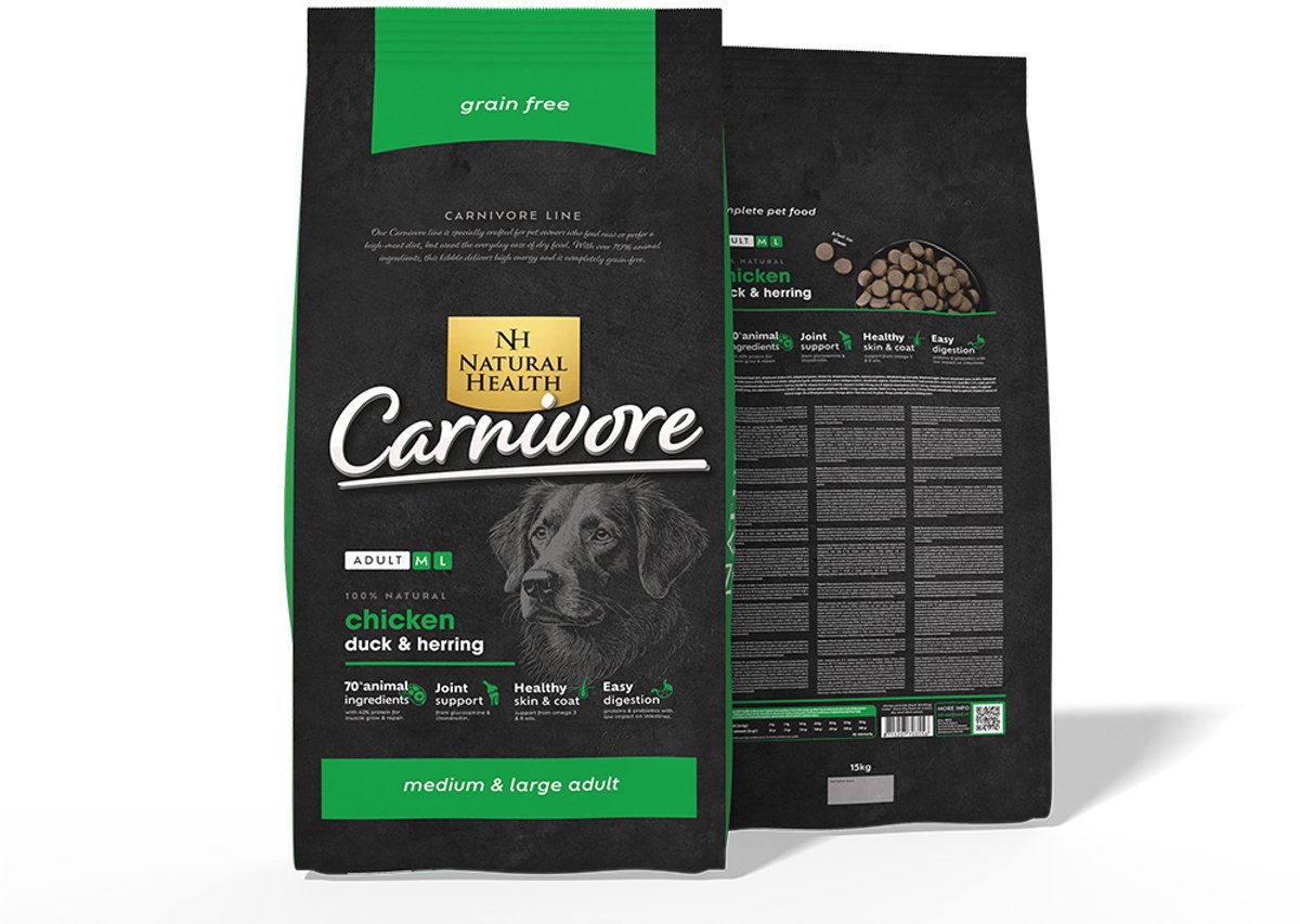 Natural Health Droogvoer Hondenvoeding Natural Health Dog Carnivore Adult graanvrij - premium