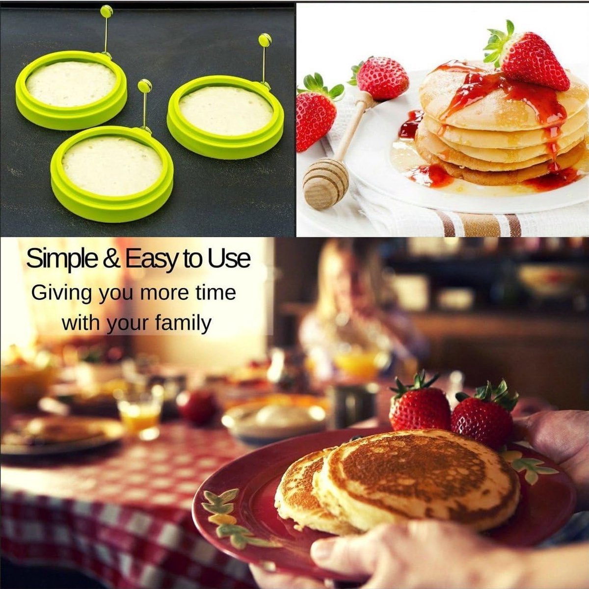 Spiegeleivorm Set - Keuken Gadget - Ontbijt Maken - Verstelbare Handgreep - 4 Stuks - Zwart