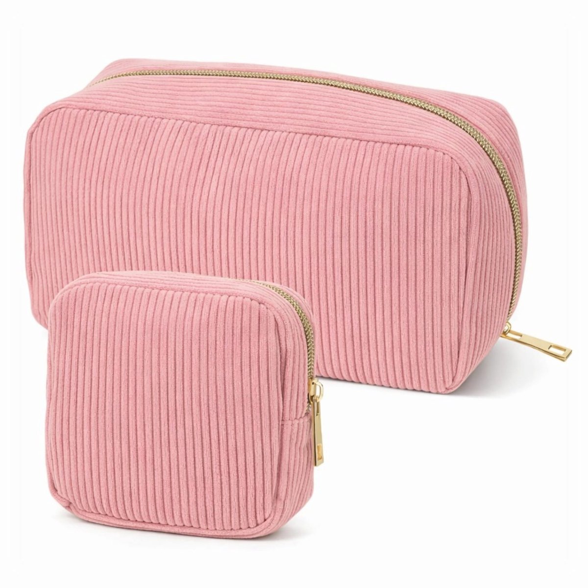 Make up tas set 2 delig toilettas unisex corduroy roze cosmetic bag organizer etui reistas cadeau dames heren