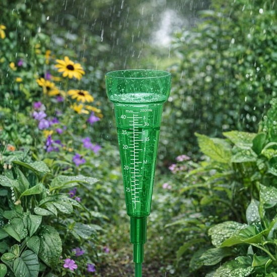 Regenmeter - Regenmeter met Grondpen - Regenmeter tuin - Transparant Groen - Kunststof