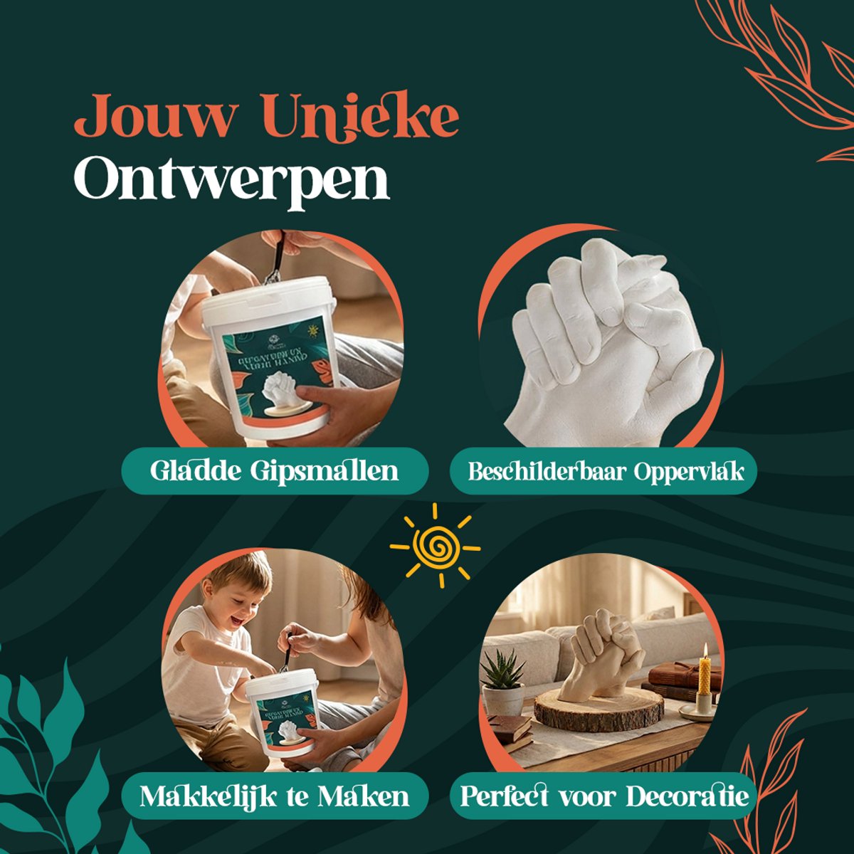 Home of Creations Gipsafdruk Set - Baby Handafdruk & Voetafdruk - Blijvende Herinnering - Kraamcadeau & Moederdag Cadeau — afbeelding 5