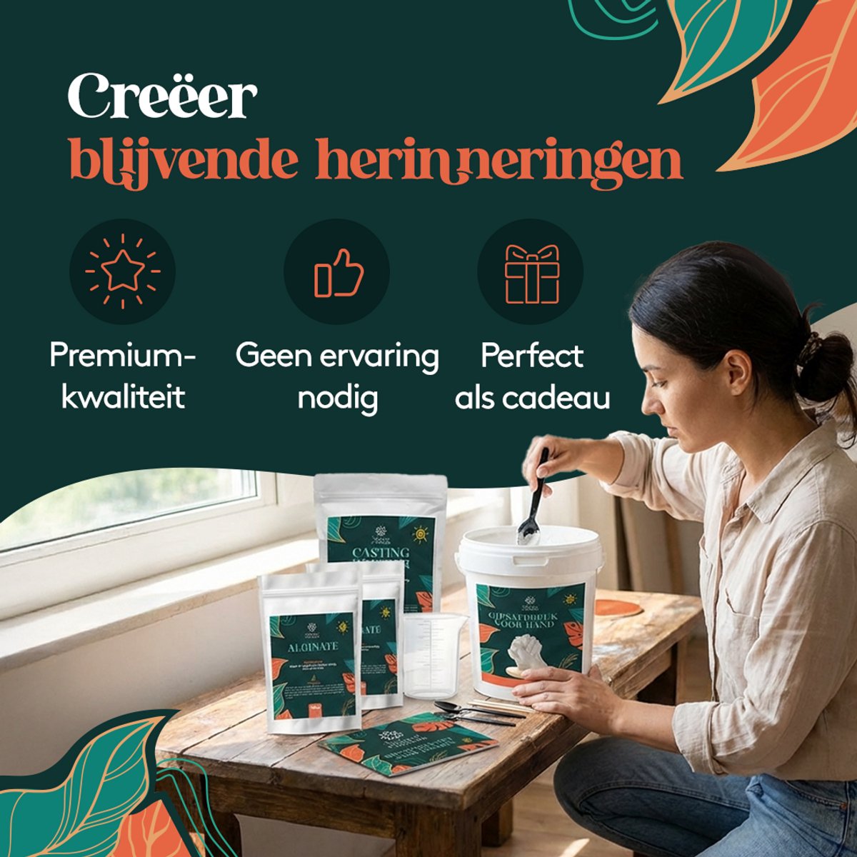 Home of Creations Gipsafdruk Set - Baby Handafdruk & Voetafdruk - Blijvende Herinnering - Kraamcadeau & Moederdag Cadeau — afbeelding 2