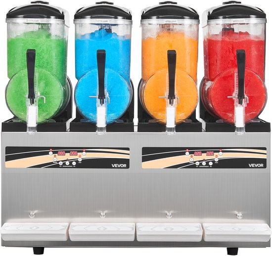 VEVOR Slushmachine 4 x 12 L, Slush-ijsmaker 1650 W (Geen Ijs Nodig), Elektrische Margarita-machine met Zelfreinigende Functie, Geschikt voor Bevroren Margarita's, Frappés, Milkshakes en Shakes van Merkloos — afbeelding 2