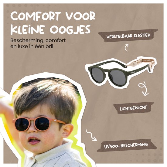Maesy - baby zonnebril Bowi - 1-3 jaar - flexibel buigbaar - verstelbaar elastiek - gepolariseerde UV400 bescherming- dreumes en peuter - jongens en meisjes - kinder zonnebril rond - terracotta brique van Maesy — afbeelding 5