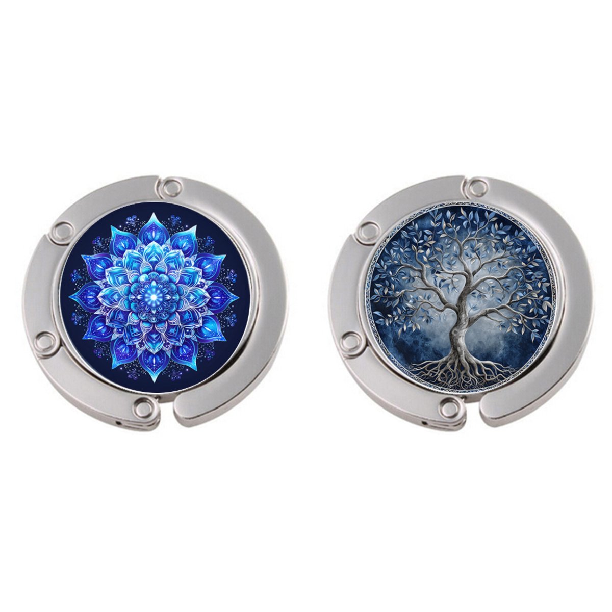 Mitear.nl - Set van 2 Tashangers – Mandala Blauw & Levensboom – Opvouwbare Tashaak – Cadeauset