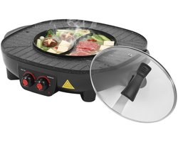 Elektrische Hotpot - 2-In-1 - Elektrische Grill Barbecue Shabu Hotpot - Chinese Fondue Binnengrill - Voor Slaapzaal Thuis