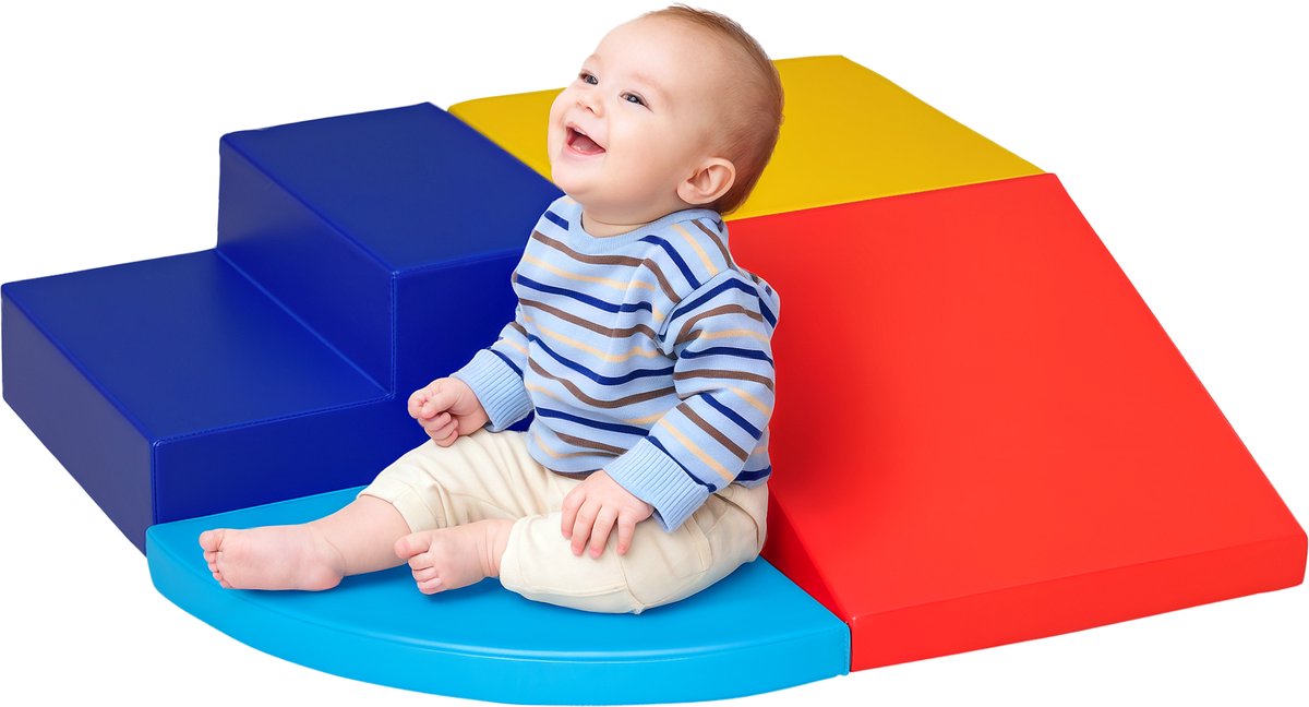 4-delige set schuimrubberen bouwstenen voor kinderen, zachte bouwstenen, klimblokken, grote bouwstenen, speelgoedbouwstenen, schuimrubberen blokken, speelstenen voor baby’s en peuters, veelkleurig