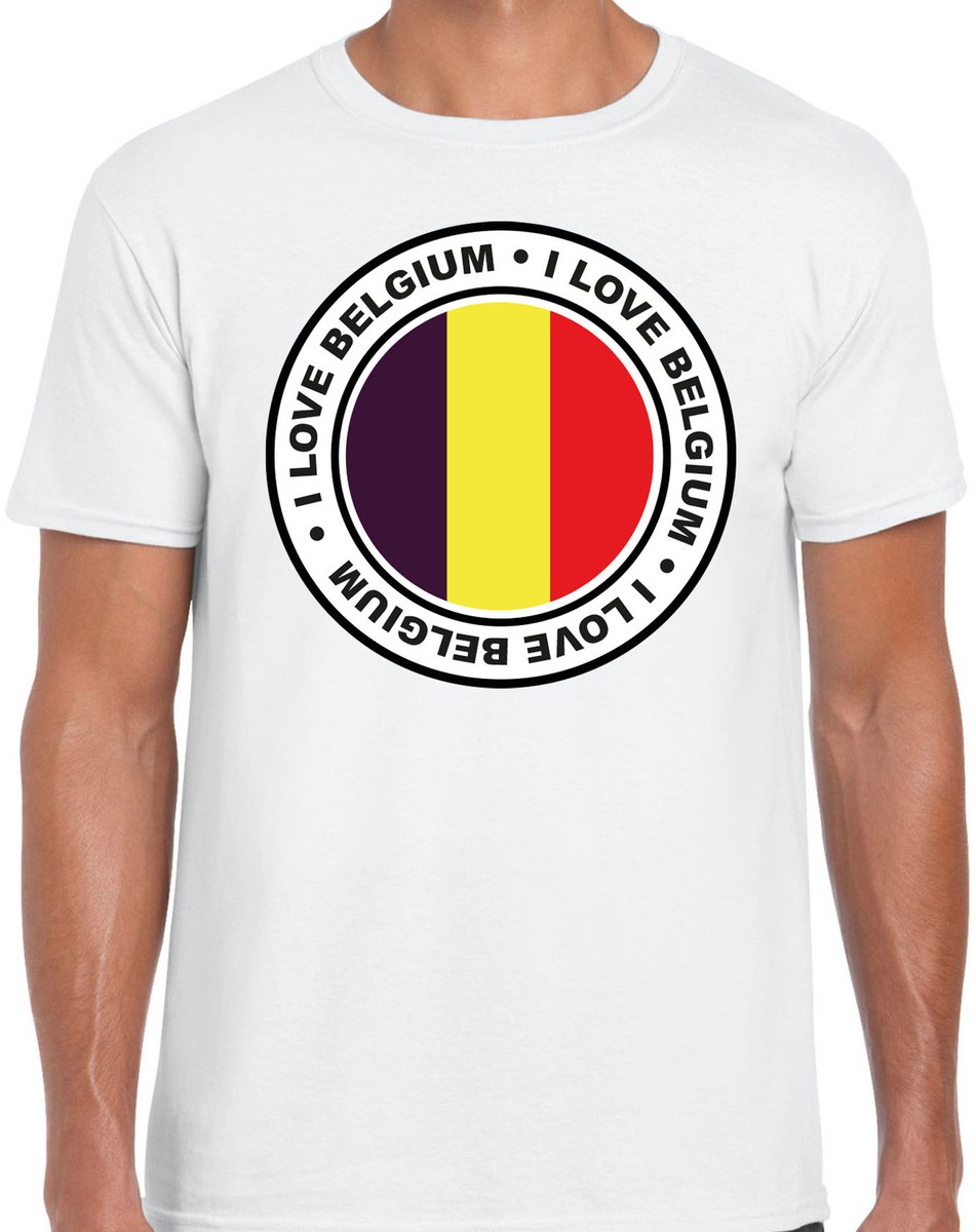 Bellatio Decorations Verkleed T-shirt voor heren - I Love Belgie - wit - voetbal supporter - themafeest S