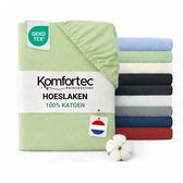 Komfortec Jersey Stretch Hoeslaken 180x200 cm - 23cm Matrasdikte- Rondom Elastiek - 100% Katoen - Groen