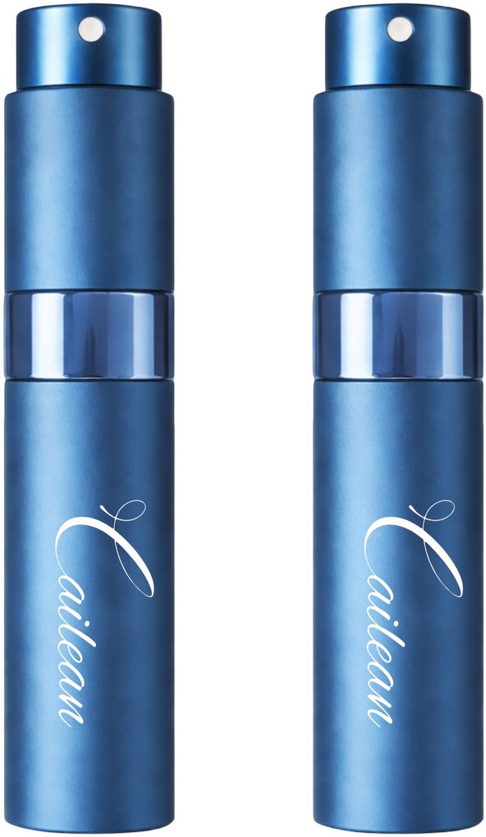 Cailean - Navulbare Parfum Flesjes - 2 Stuks + Opzetstukje - 10 Ml - Blauw - Metalen Verstuiver - Glazen Parfum Flesje - Navulbaar - Spray Flesje - Leeg - Reisflesje - Mini lege Parfum verstuiver - Pocket Size