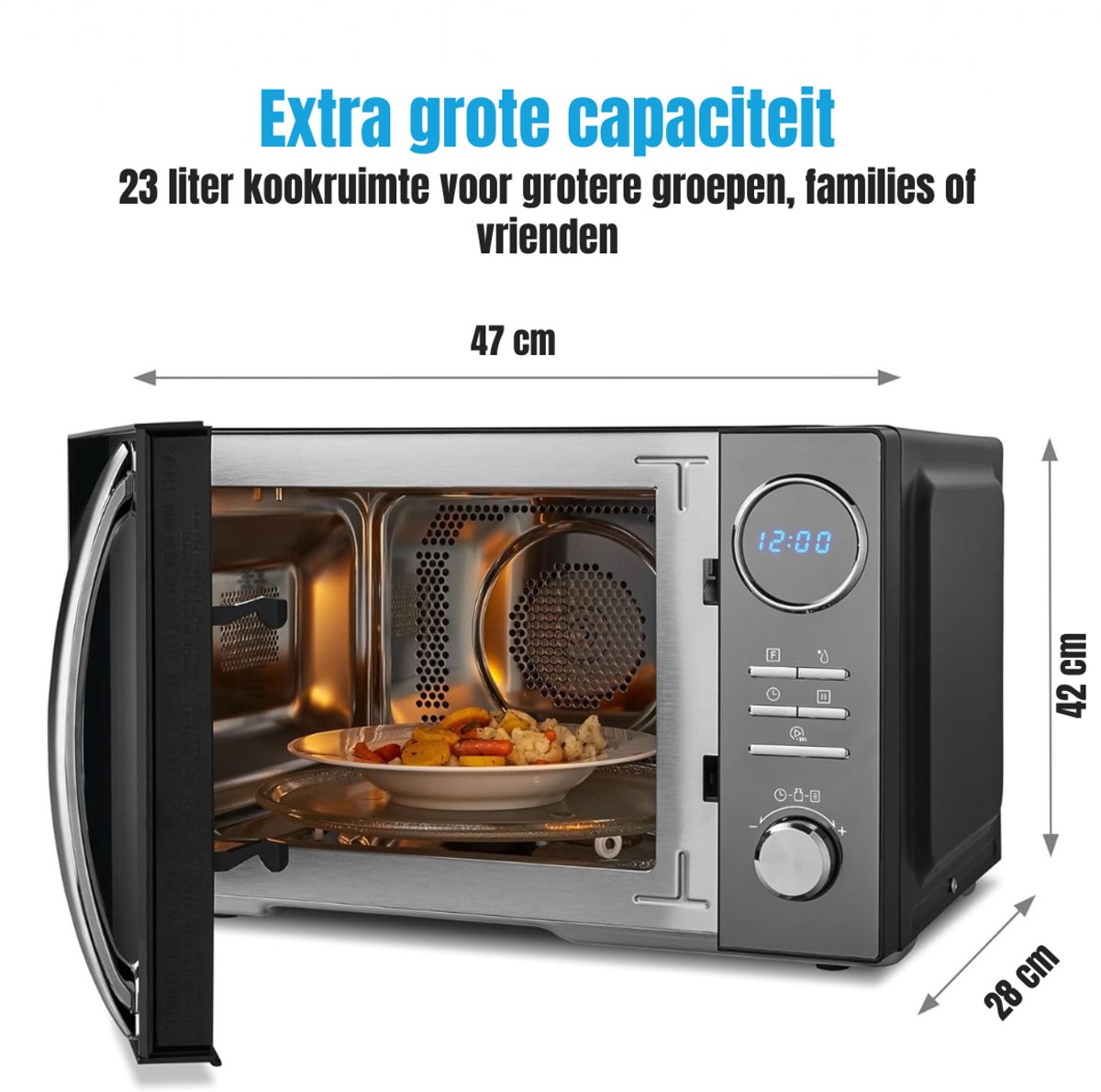 Aurixi® Heteluchtoven - Oven - Airfryer Oven - Zwart- 28cm x 47cm x 42cm – foto 7