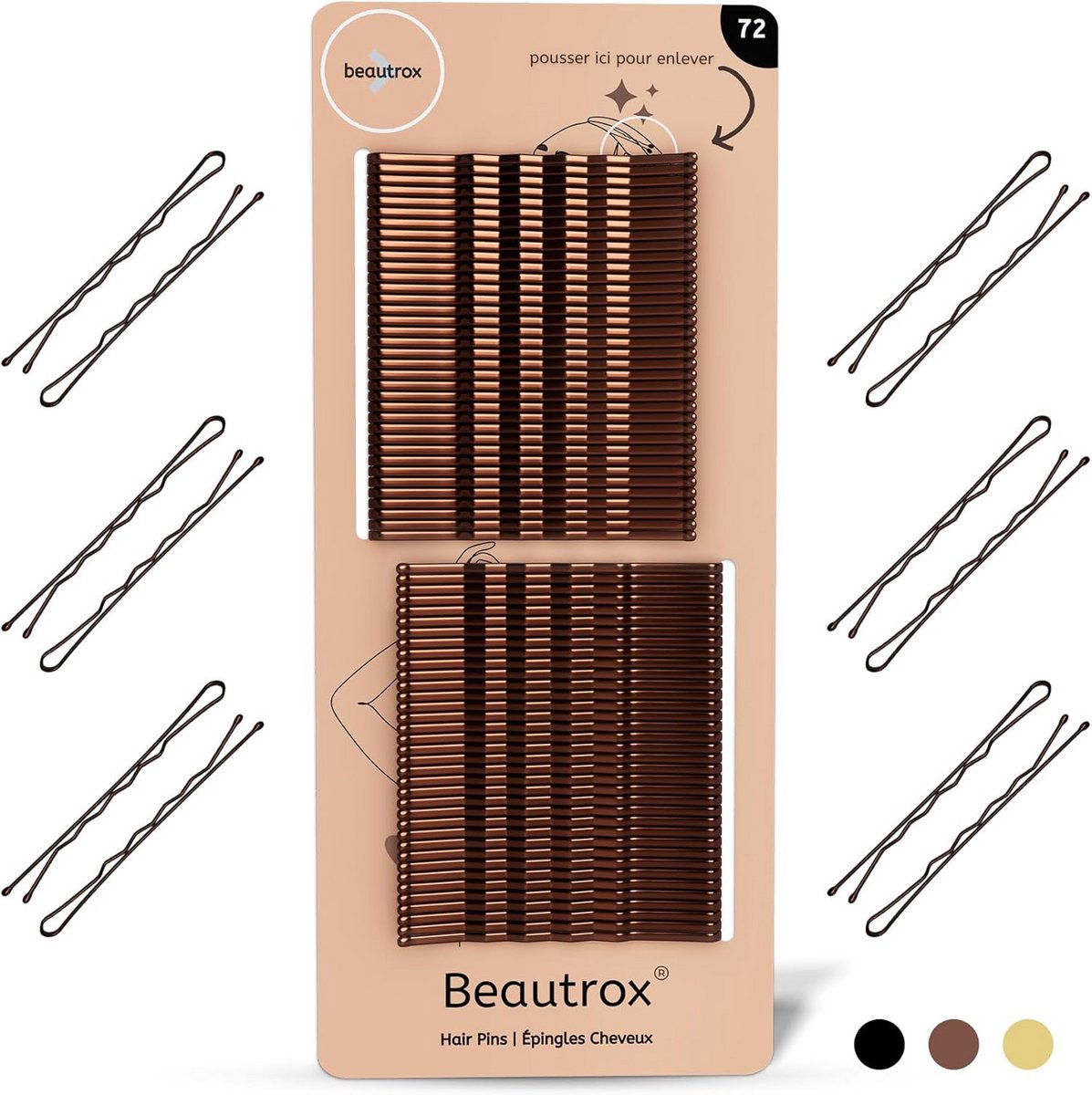 Grote set van 72 Bruine Haarspeldjes voor Dames en Meisjes (5,5 cm) - Sterk & Duurzaam