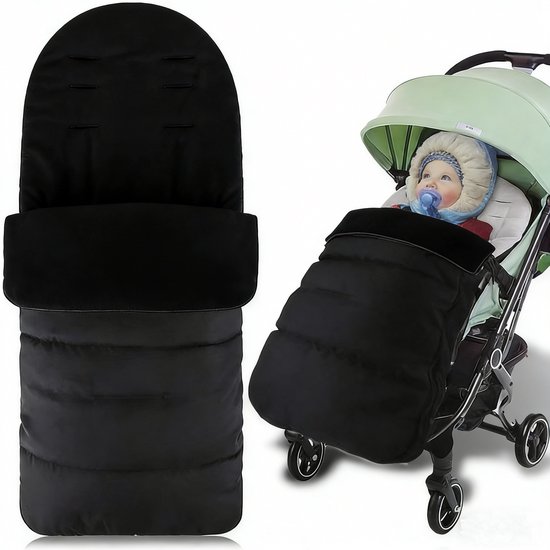 Universele Voetenzak voor Kinderwagen in de Winter - Zachte en Waterafstotende Babyvoetenzak - Warme voethoezen - winddicht - Zwart