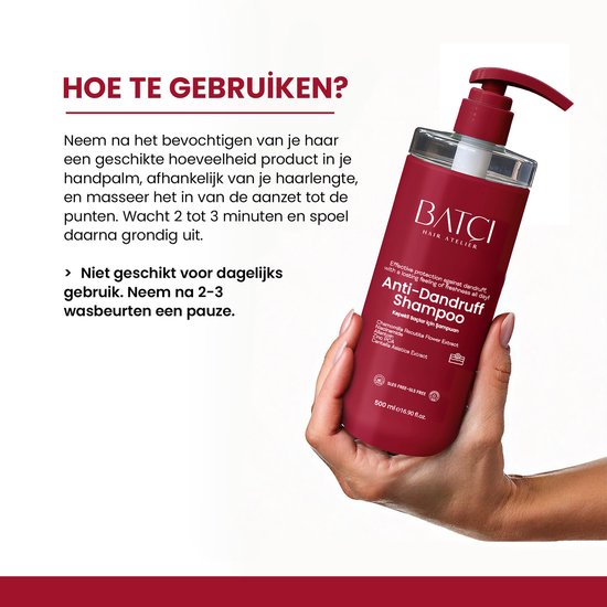 BATCI Anti Roos Shampoo - Voedende Formule Verrijkt met Niacinamide & Aloë Vera voor Hoofdhuidverzorging - 500 ml