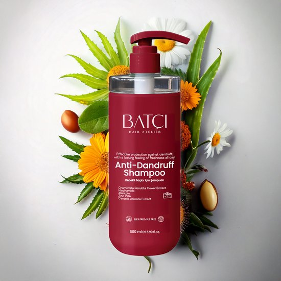 BATCI Anti Roos Shampoo - Voedende Formule Verrijkt met Niacinamide & Aloë Vera voor Hoofdhuidverzorging - 500 ml