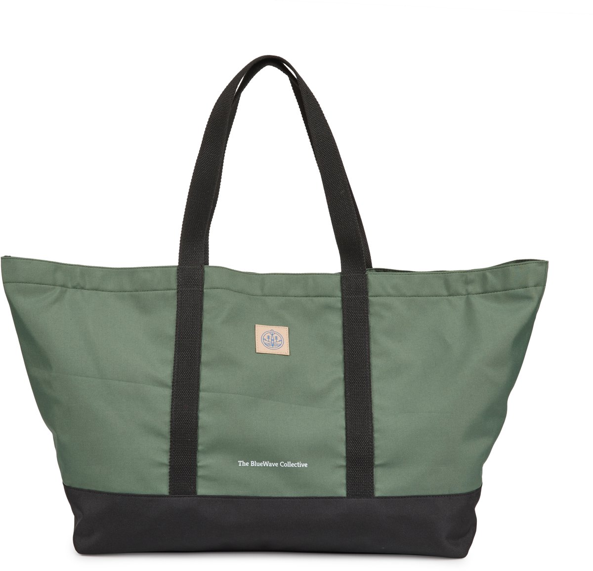 Dune Tote Bag – Strandtas, Boodschappentas & Shopper 25L – Stevig & Waterafstotend – Gemaakt van 23 PET-flessen – Zwart/Groen – The BlueWave Collective