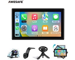Awesafe Carplay Scherm - 9 Inch Universeel autoradio - Draadloos Android Auto - Autonavigatie - HD Achteruitrijcamera - Touchscreen