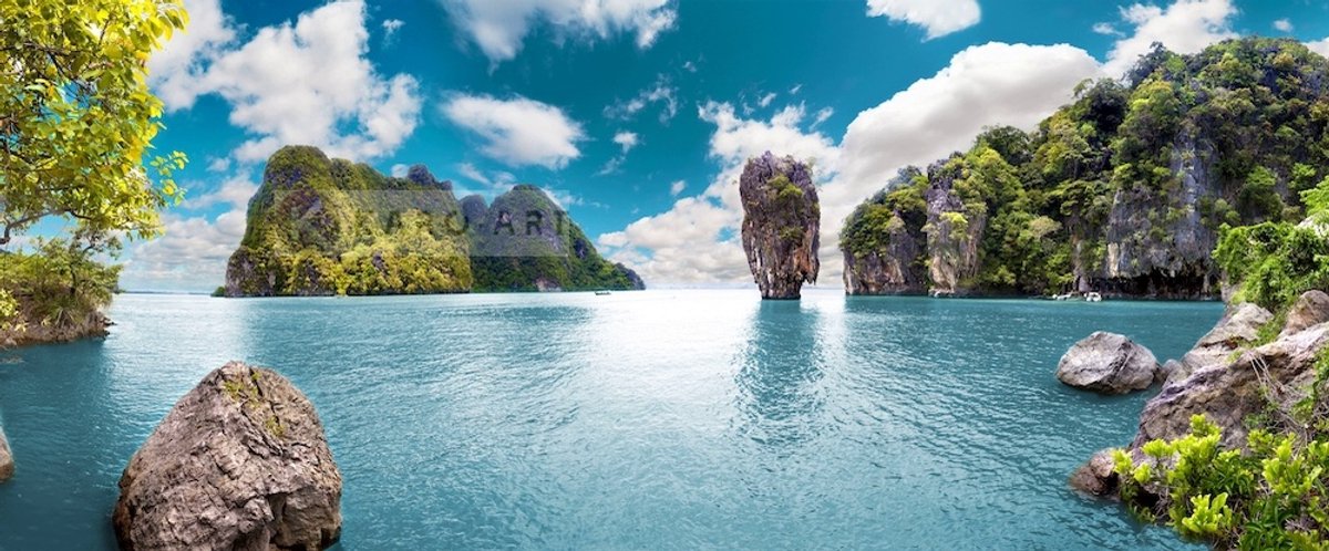 karo-art Schilderij - Uitzicht Thailand, blauw/groen, 2 maten , premium print, print op canvas Multikleur