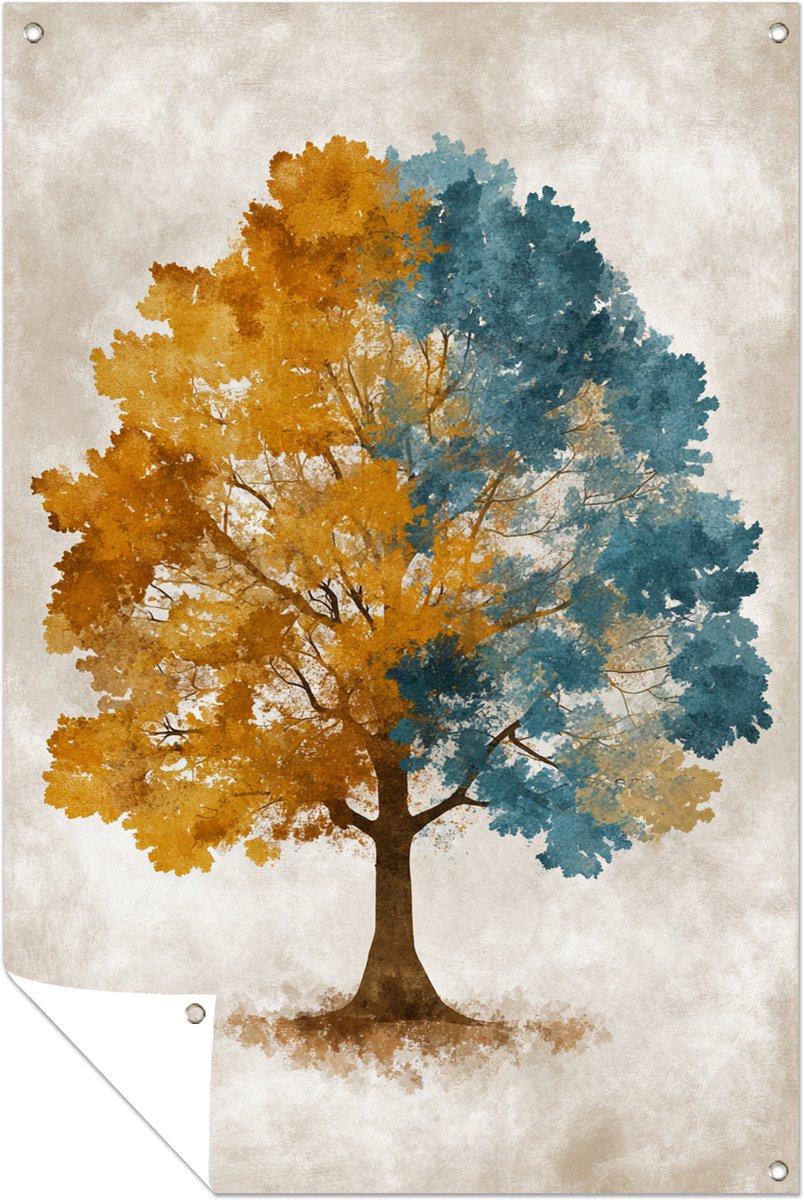 Tweekleurige boom - Wanddecoratie buiten - Tuinposter - 40x60 cm
